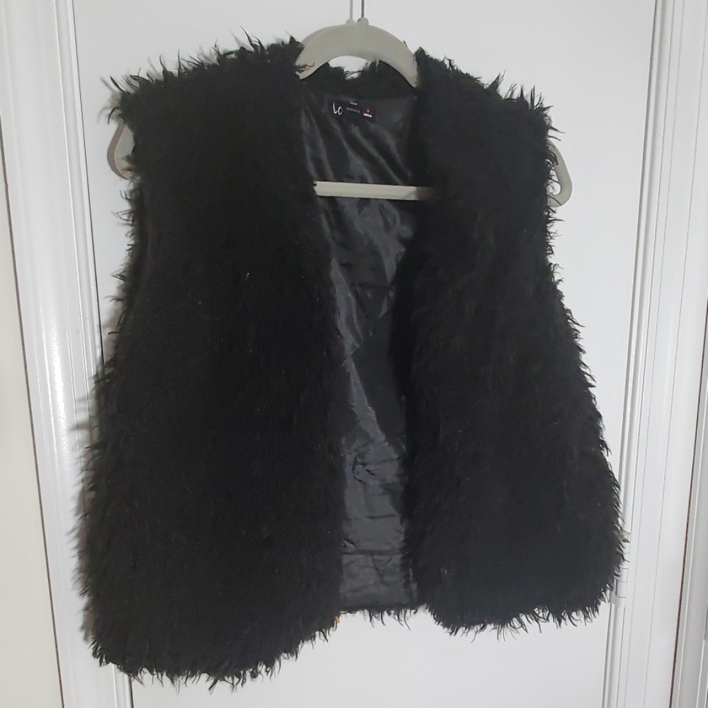 Womens Faux Fur Black Vest
